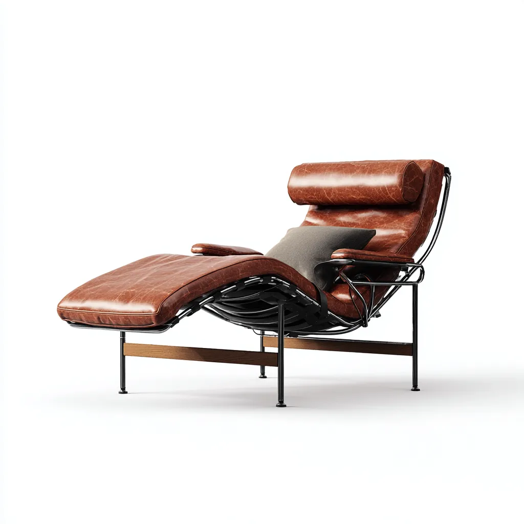 Chaise longue - cuir véritable - métal - 182x72x92 cm - marron - design moderne - adaptée au salon-Nicheuse