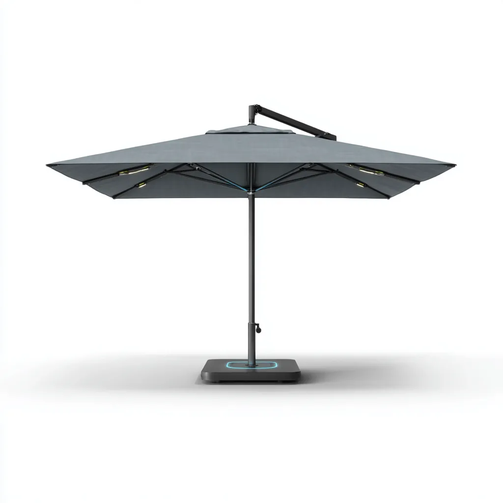 Parasol de jardin Polyester et métal 300x300x250 cm - gris foncé - style moderne avec éclairage LED pour usage extérieur-Nicheuse