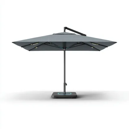 Parasol de jardin Polyester et métal 300x300x250 cm - gris foncé - style moderne avec éclairage LED pour usage extérieur-Nicheuse