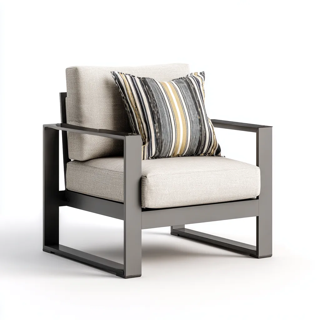 Fauteuil de jardin aluminium et tissu 78x80x86 cm - gris - beige - adapté à l'extérieur - design moderne-Nicheuse