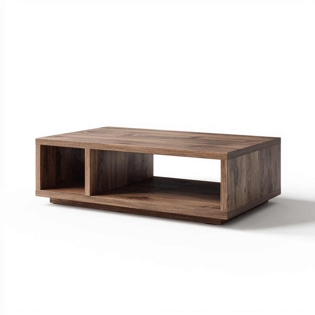 Table basse - bois - 100x55x35 cm - noyer - pour salon - style moderne-Nicheuse