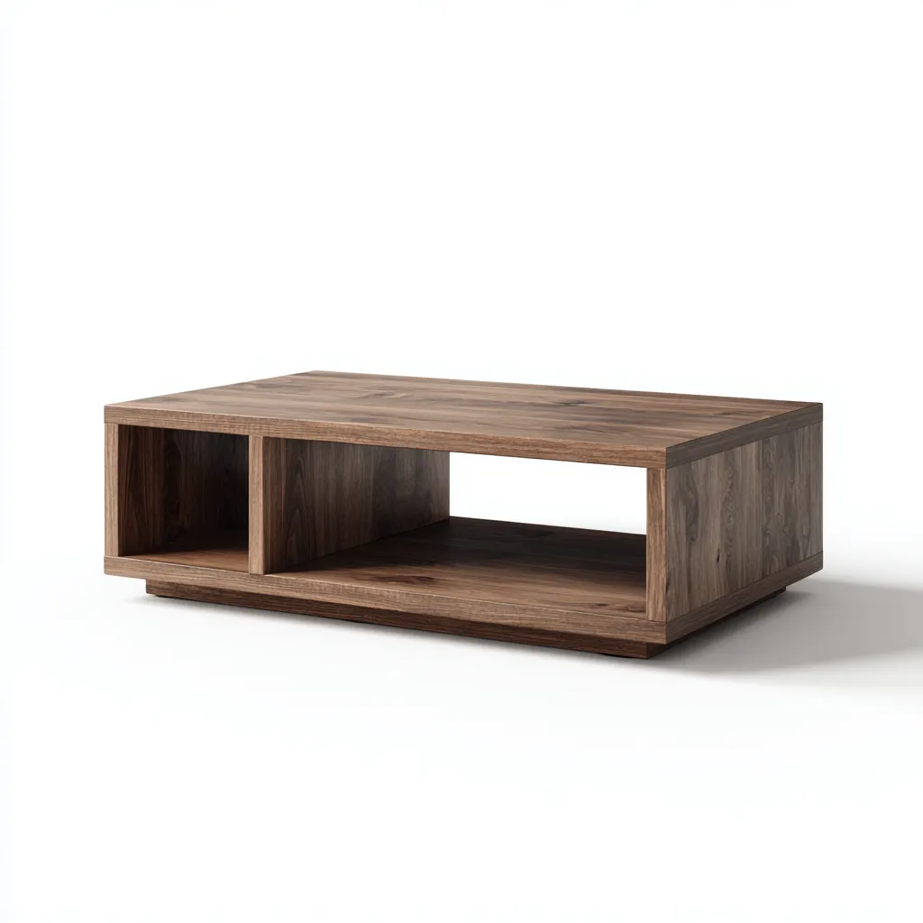 Table basse - bois - 100x55x35 cm - noyer - pour salon - style moderne-Nicheuse