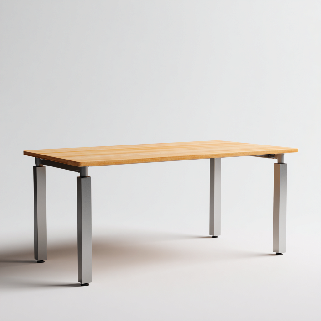 Bureau en bois et métal 140x70x75 cm - bois clair et gris - design moderne - adapté au bureau-Nicheuse