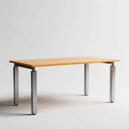 Bureau en bois et métal 140x70x75 cm - bois clair et gris - design moderne - adapté au bureau-Nicheuse