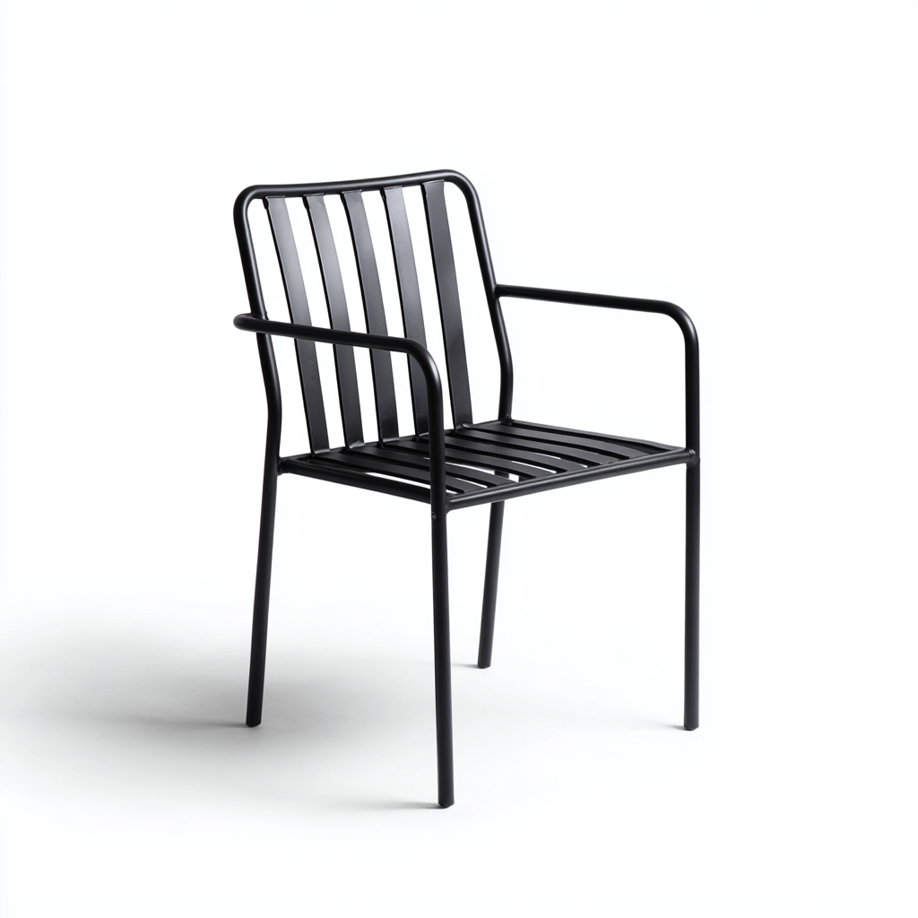 Fauteuil de jardin métal 55x56x84 cm - noir - adapté à l'extérieur - design moderne-Nicheuse
