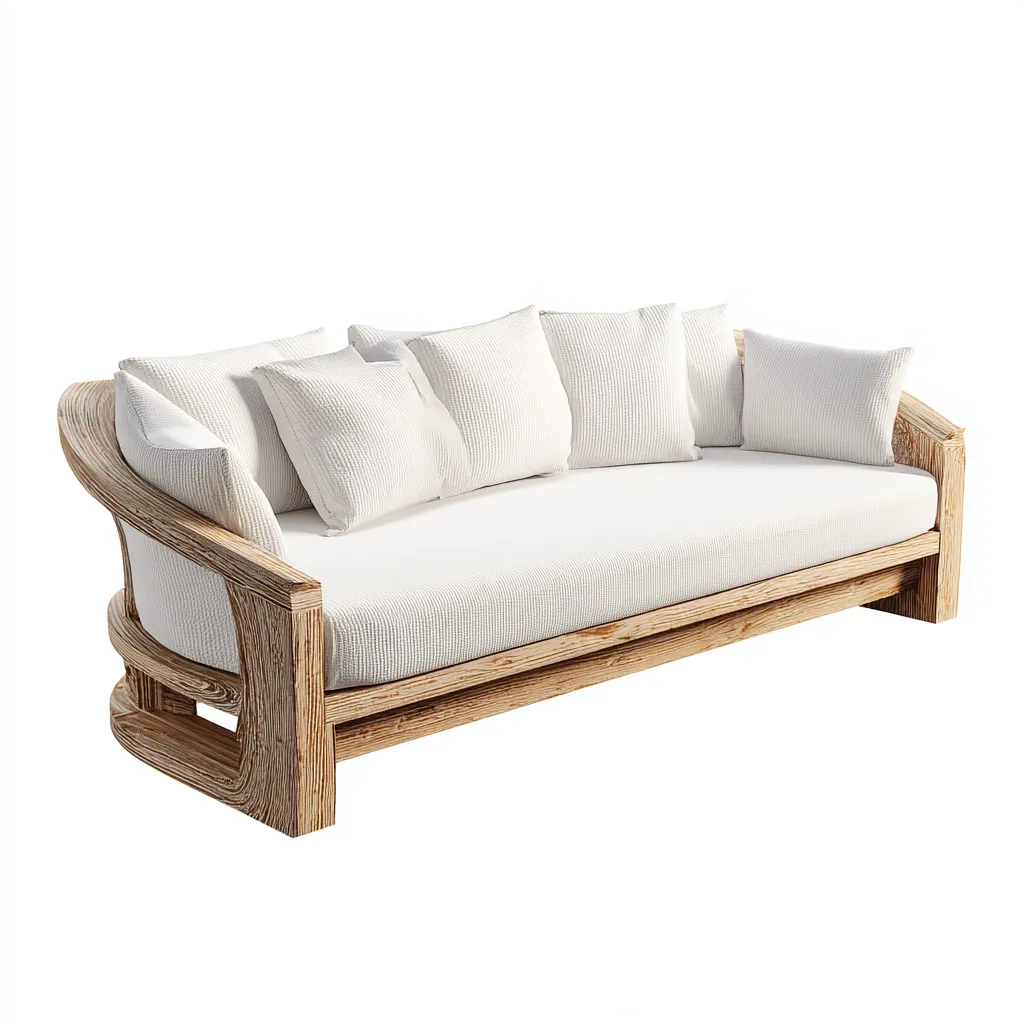 Canapé de jardin Bois et tissu 192x82x84 cm - blanc - style naturel pour espaces extérieurs-Nicheuse