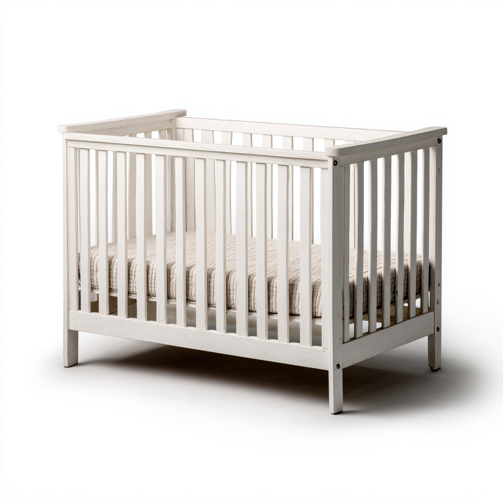 Lit bébé - bois - 120x65x85 cm - blanc - adapté à la chambre - style moderne-Nicheuse