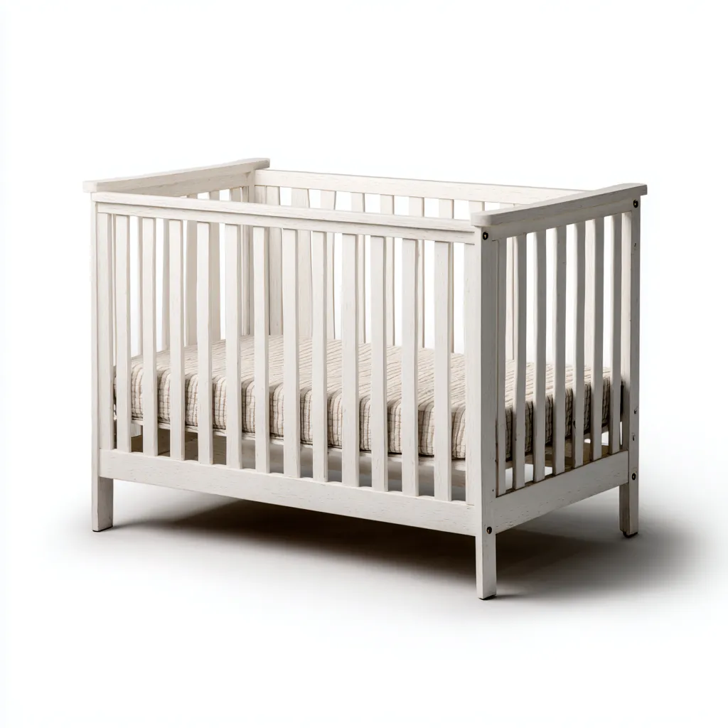 Lit bébé - bois - 120x65x85 cm - blanc - adapté à la chambre - style moderne-Nicheuse