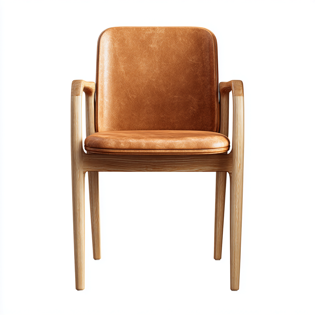 Chaise de salle à manger bois et cuir 48x50x85 cm - marron clair - style rétro moderne - adaptée à salle à manger-Nicheuse