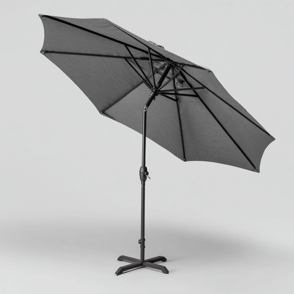 Parasol de jardin Polyester et métal 300x300x250 cm - gris foncé - inclinable pour usage extérieur-Nicheuse