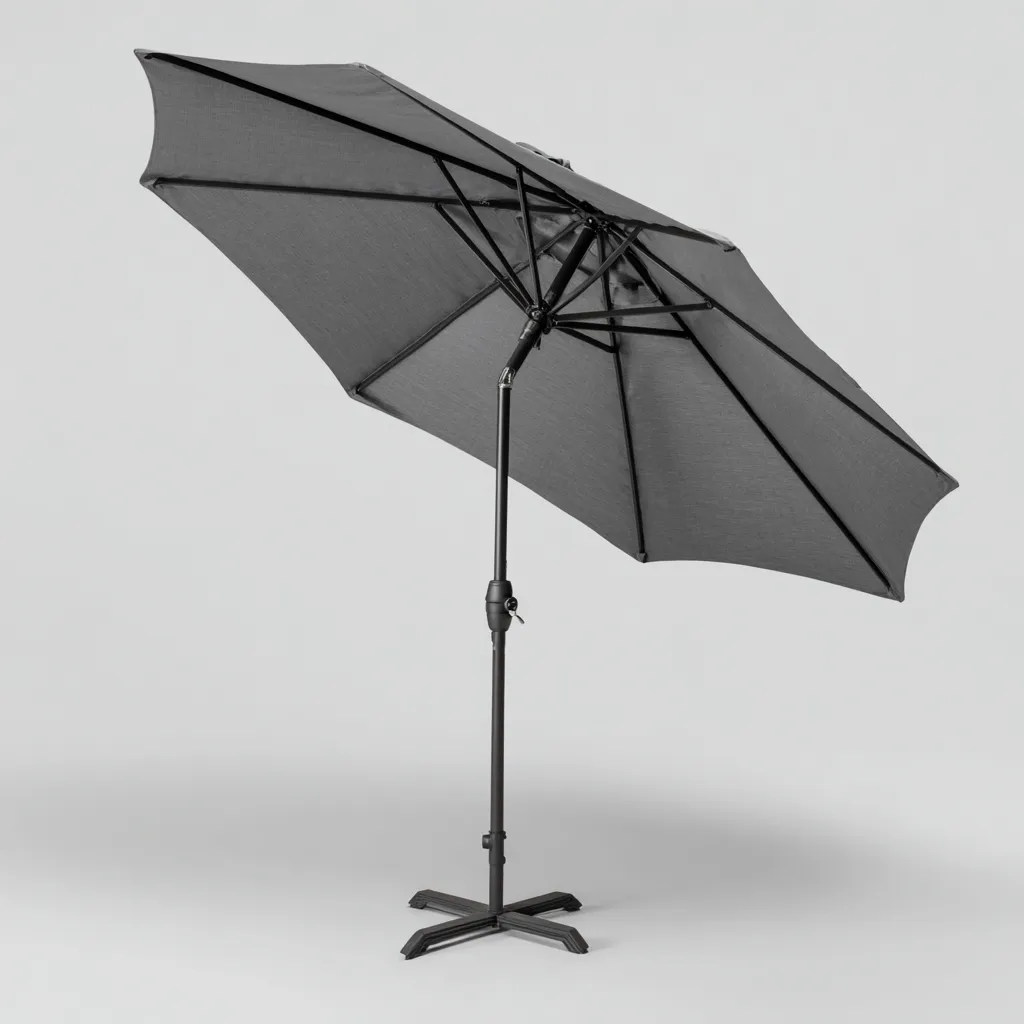 Parasol de jardin Polyester et métal 300x300x250 cm - gris foncé - inclinable pour usage extérieur-Nicheuse