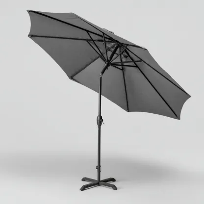 Parasol de jardin Polyester et métal 300x300x250 cm - gris foncé - inclinable pour usage extérieur-Nicheuse