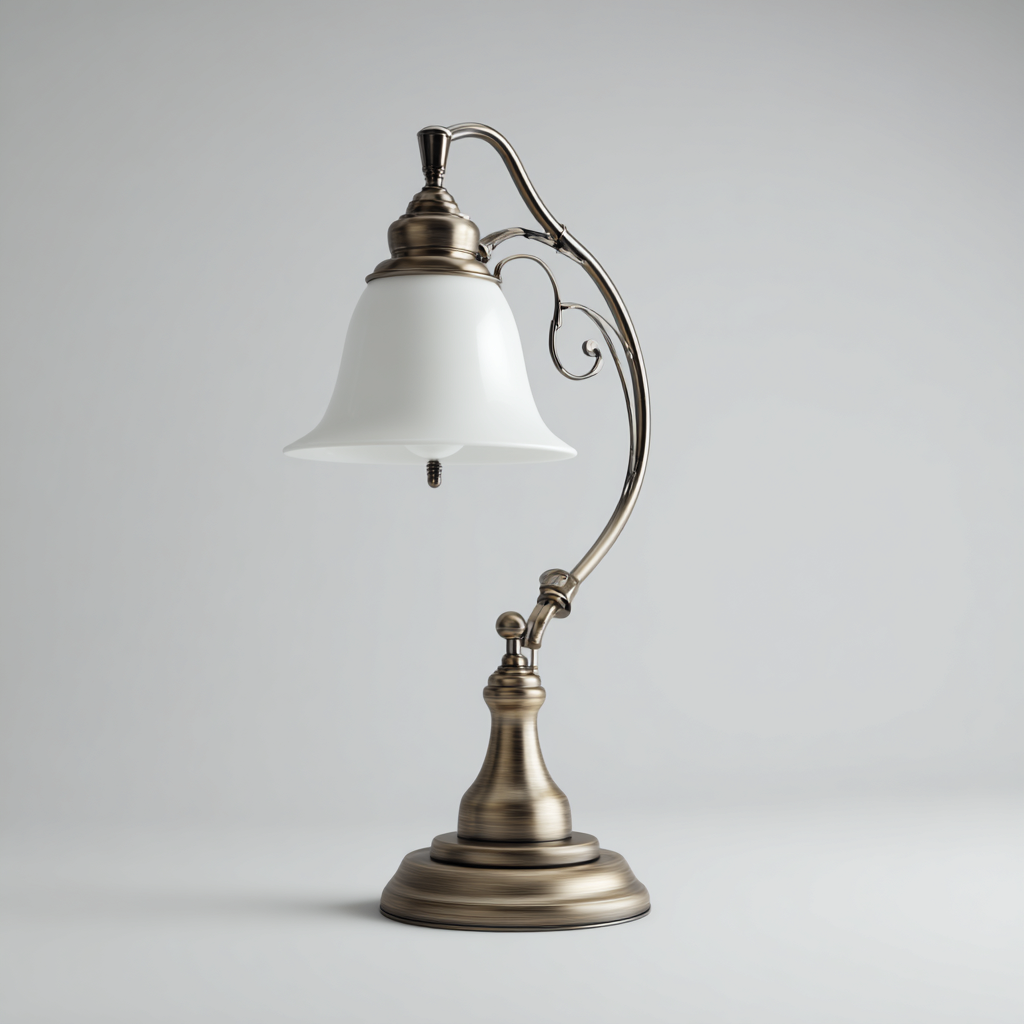 Lampe de table métal et verre 25x20x50 cm - bronze et blanc - style classique pour salon-Nicheuse