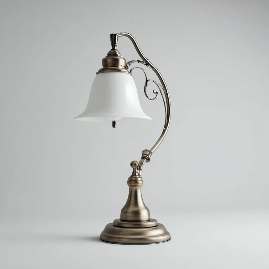 Lampe de table métal et verre 25x20x50 cm - bronze et blanc - style classique pour salon-Nicheuse