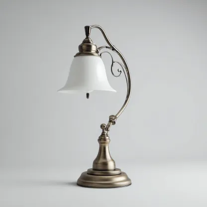 Lampe de table métal et verre 25x20x50 cm - bronze et blanc - style classique pour salon-Nicheuse