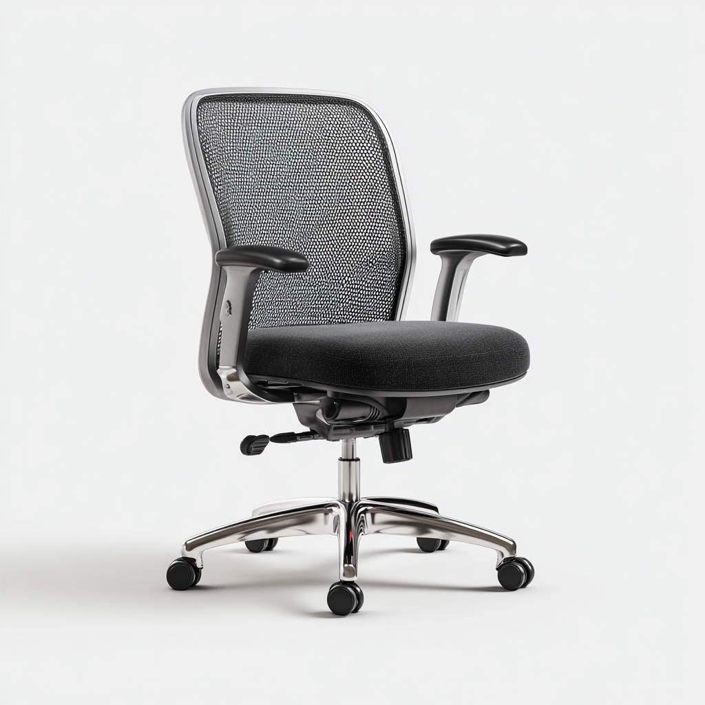 Chaise de bureau - maille respirante et tissu 62x62x95 cm - noir - gris - ergonomique pour bureau - style moderne-Nicheuse