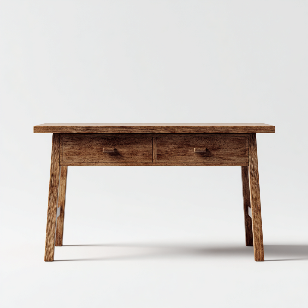 Bureau en bois massif 120x55x75 cm - marron foncé - style nordique - adapté au bureau-Nicheuse