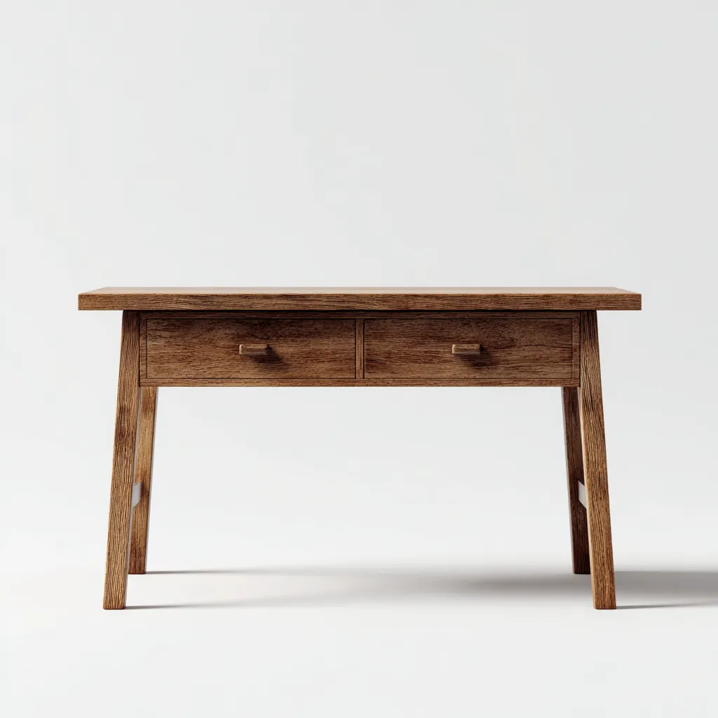 Bureau en bois massif 120x55x75 cm - marron foncé - style nordique - adapté au bureau-Nicheuse