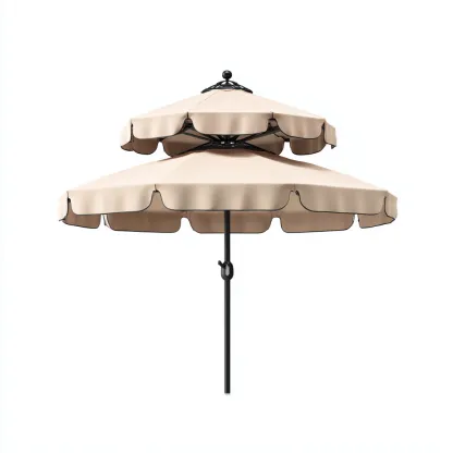 Parasol de jardin Polyester et métal 300x300x250 cm - beige - design à double toit pour espaces extérieurs-Nicheuse