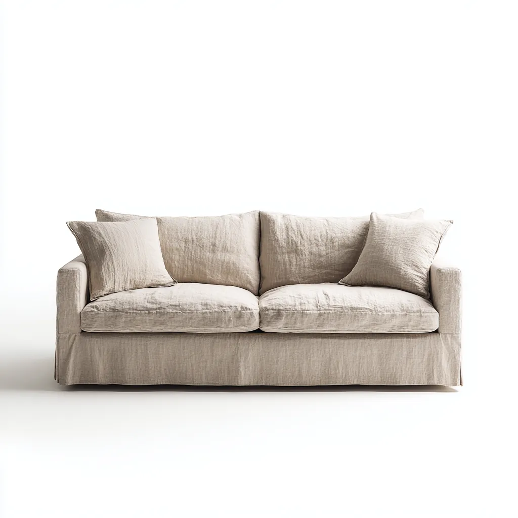 Canapé 2 places en lin 170x98x86 cm - beige - style contemporain pour salon-Nicheuse