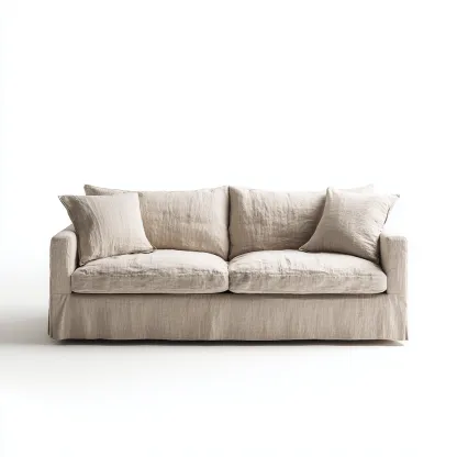 Canapé 2 places en lin 170x98x86 cm - beige - style contemporain pour salon-Nicheuse