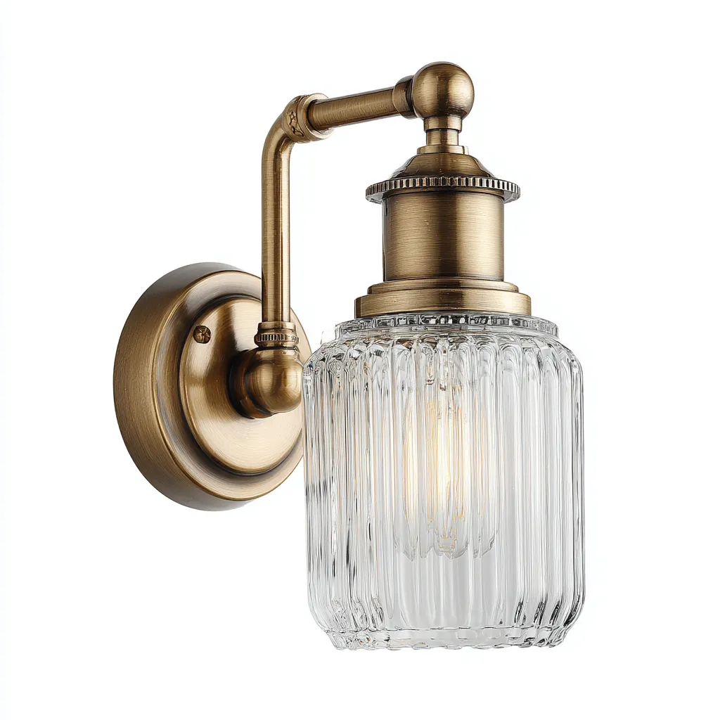 Applique murale métal et verre 14x12x26 cm - bronze et transparent - style classique pour salon-Nicheuse