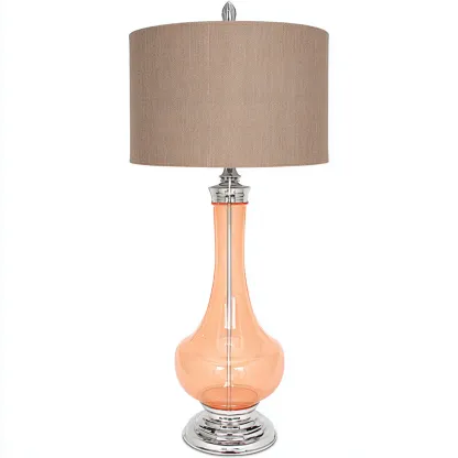 Lampe de table verre et métal 30x30x65 cm - orange et beige - style moderne pour salon-Nicheuse