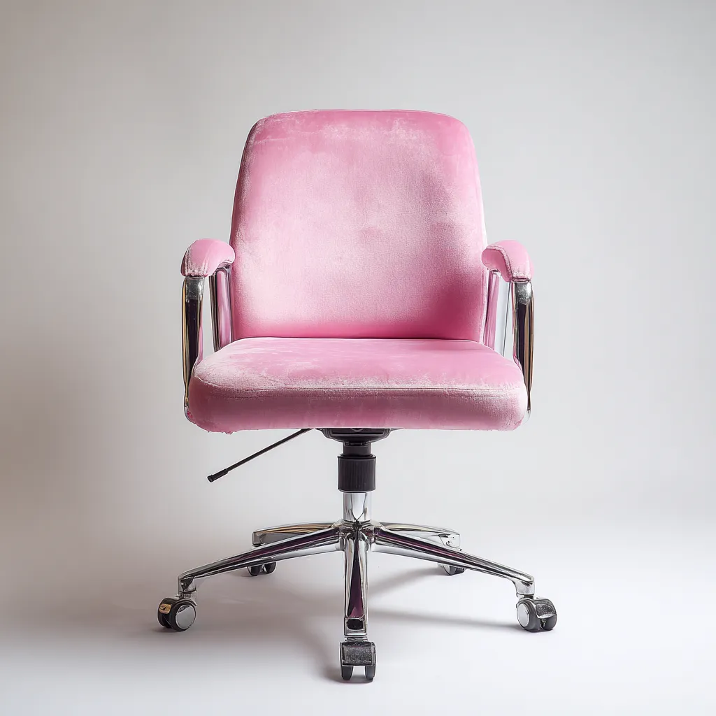 Chaise de bureau - velours 60x60x90 cm - rose - ergonomique pour bureau - style moderne-Nicheuse