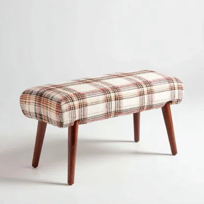 Banc de lit - tissu et bois - 100x38x47 cm - beige - marron - pour chambre - style moderne-Nicheuse