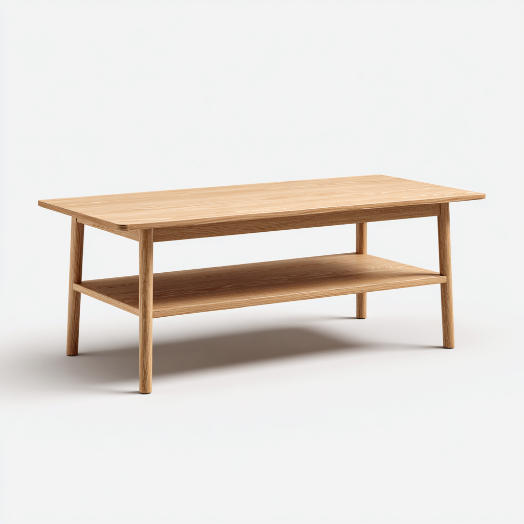 Table basse - bois - 120x55x45 cm - chêne clair - pour salon - style scandinave-Nicheuse