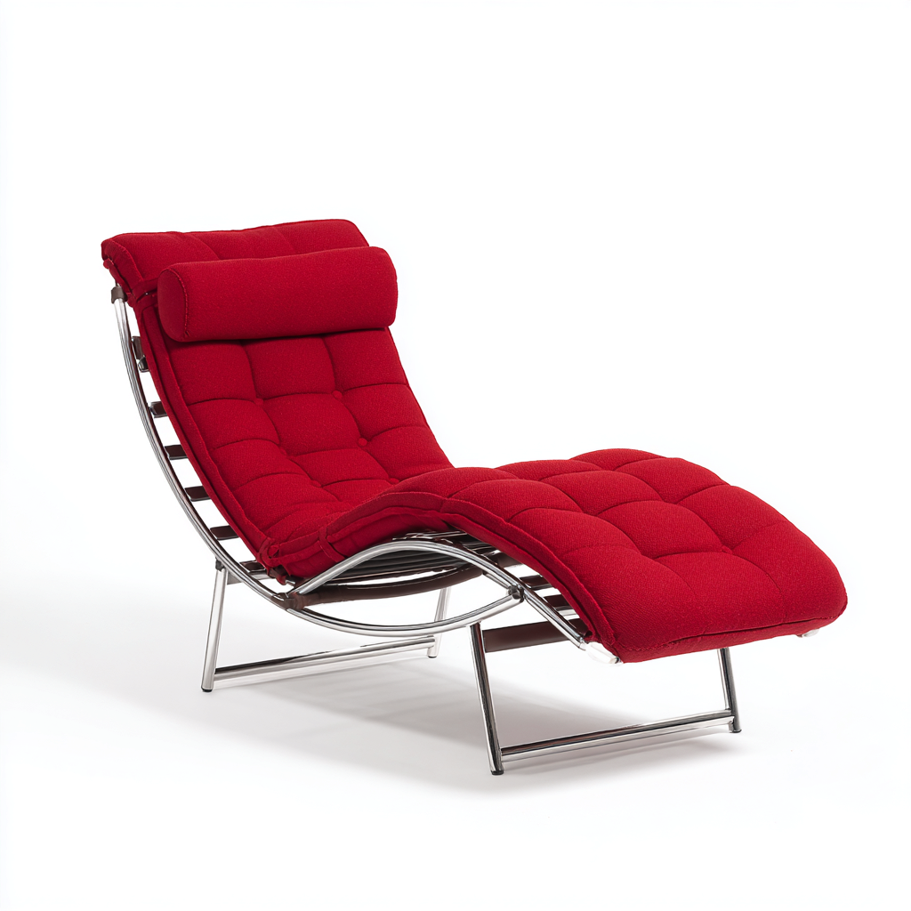 Chaise longue - tissu - métal - 178x68x88 cm - rouge - design moderne - adaptée au salon-Nicheuse