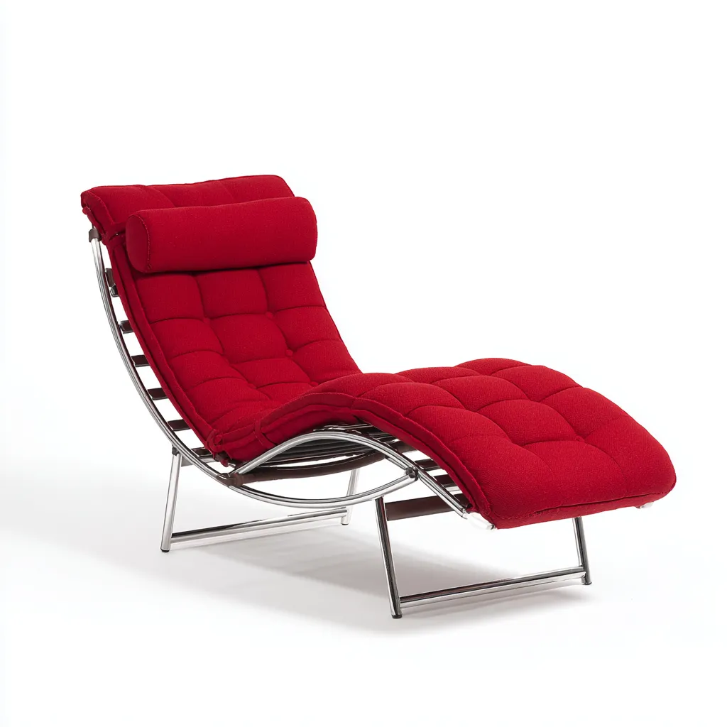 Chaise longue - tissu - métal - 178x68x88 cm - rouge - design moderne - adaptée au salon-Nicheuse
