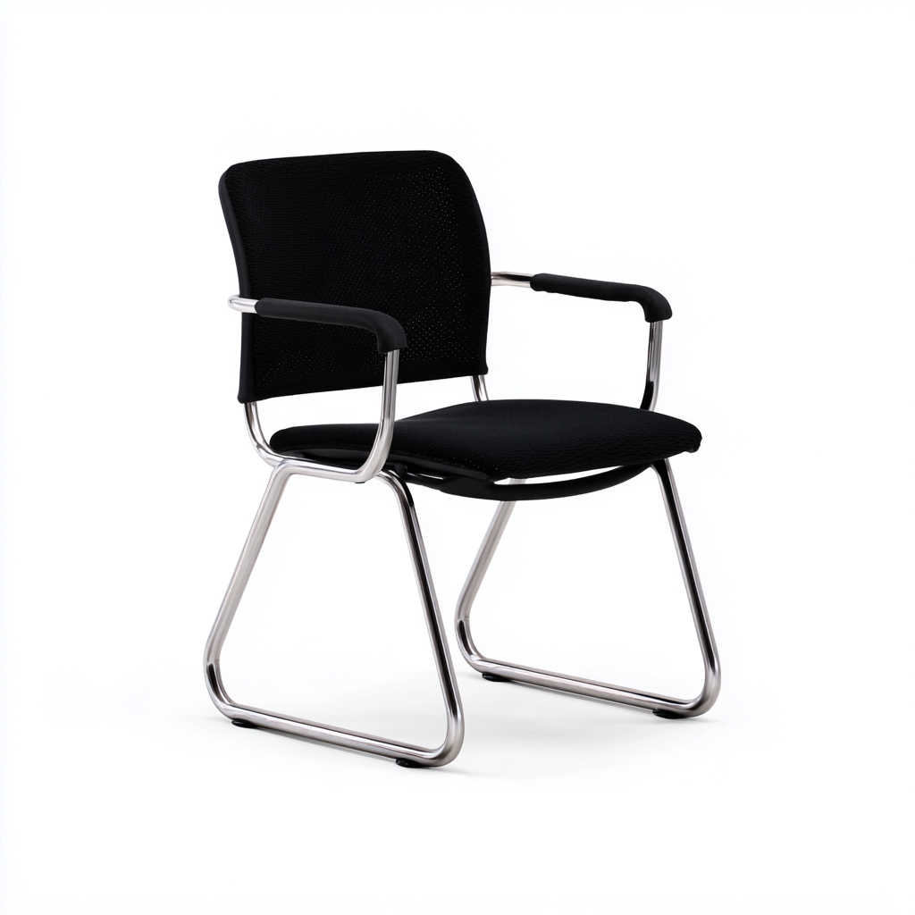 Chaise de bureau - tissu et structure métal 55x55x82 cm - noir - ergonomique pour bureau - style moderne-Nicheuse