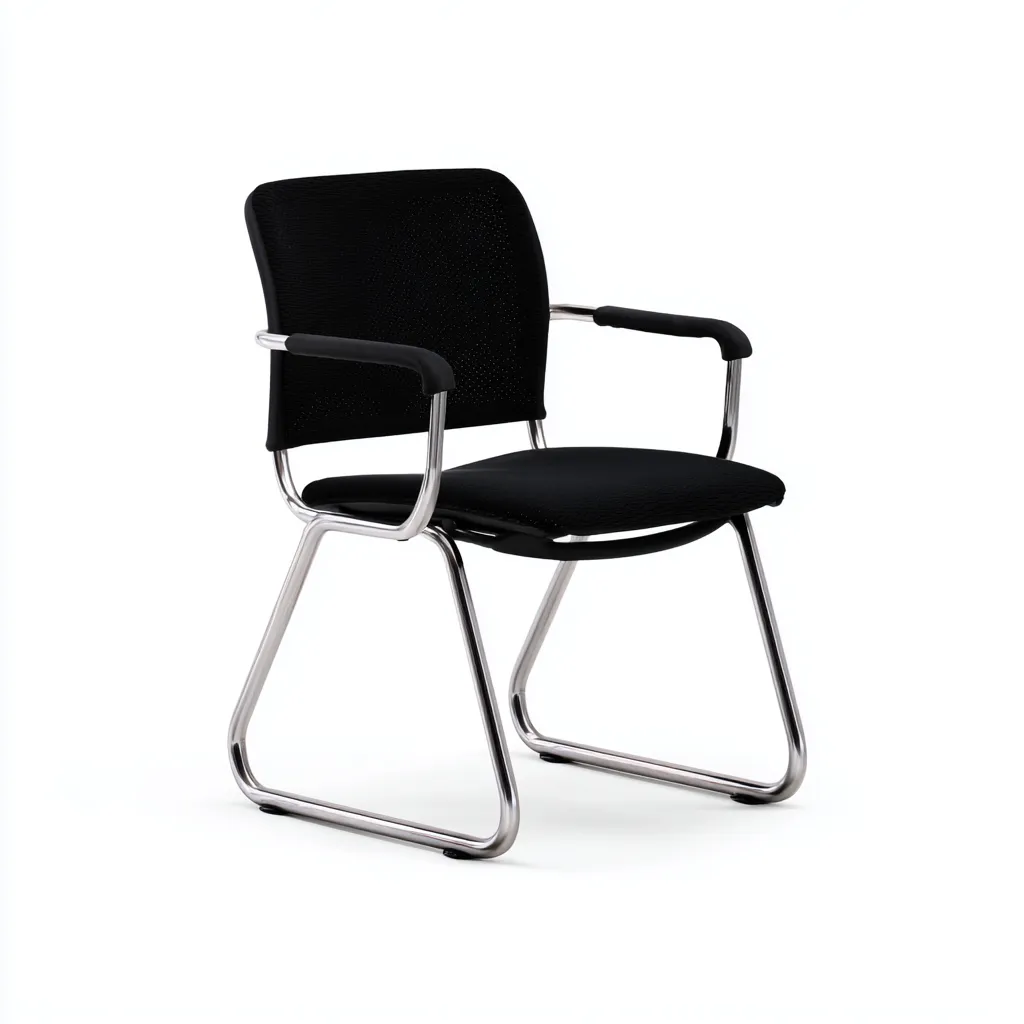 Chaise de bureau - tissu et structure métal 55x55x82 cm - noir - ergonomique pour bureau - style moderne-Nicheuse