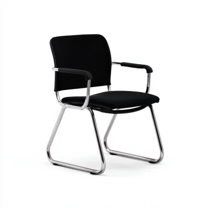 Chaise de bureau - tissu et structure métal 55x55x82 cm - noir - ergonomique pour bureau - style moderne-Nicheuse