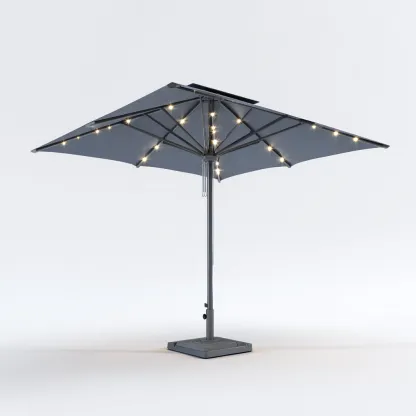 Parasol de jardin Polyester et métal 300x300x250 cm - gris foncé - style moderne avec éclairage LED pour usage extérieur-Nicheuse
