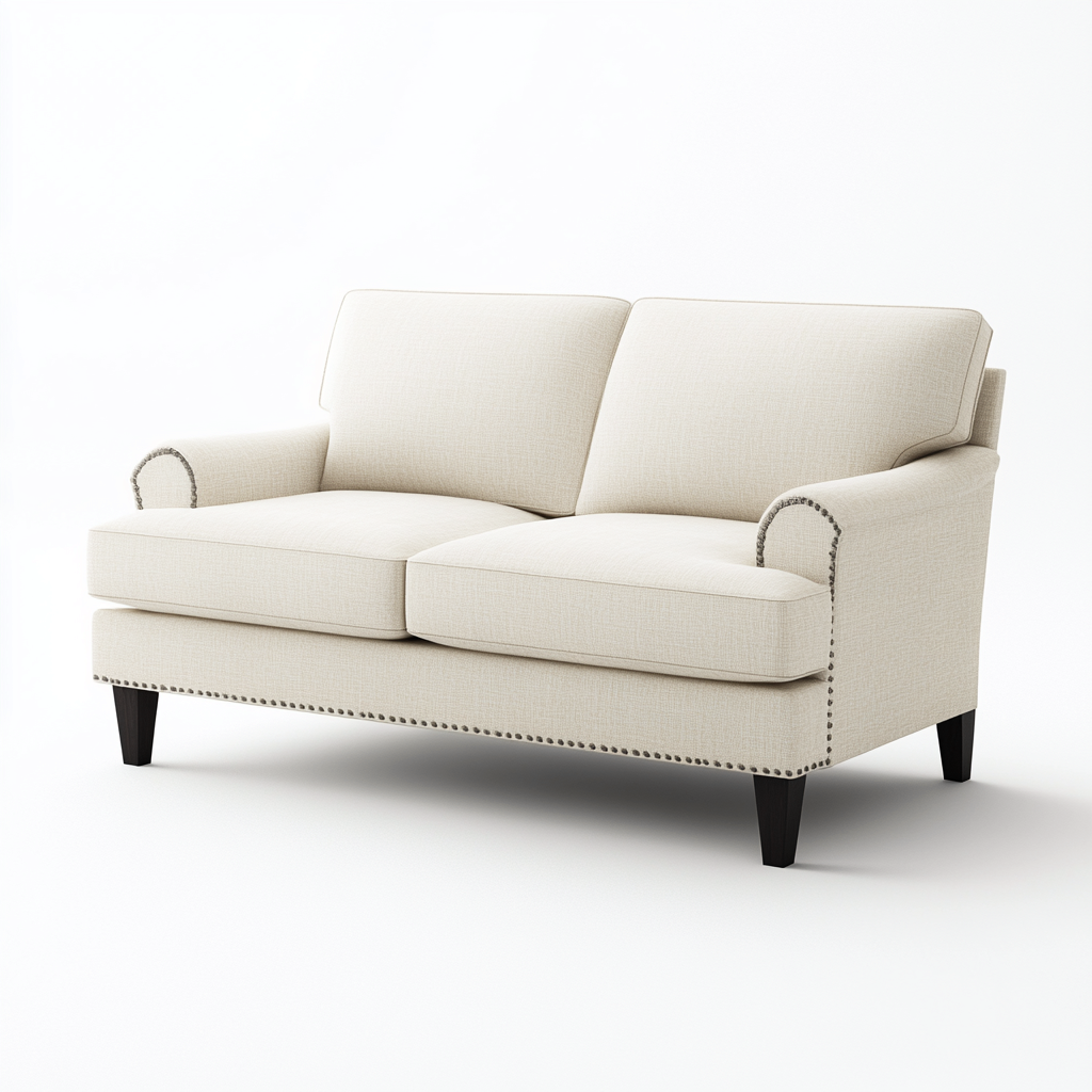 Canapé 2 places en tissu 150x85x90 cm - beige - design classique adapté au salon-Nicheuse