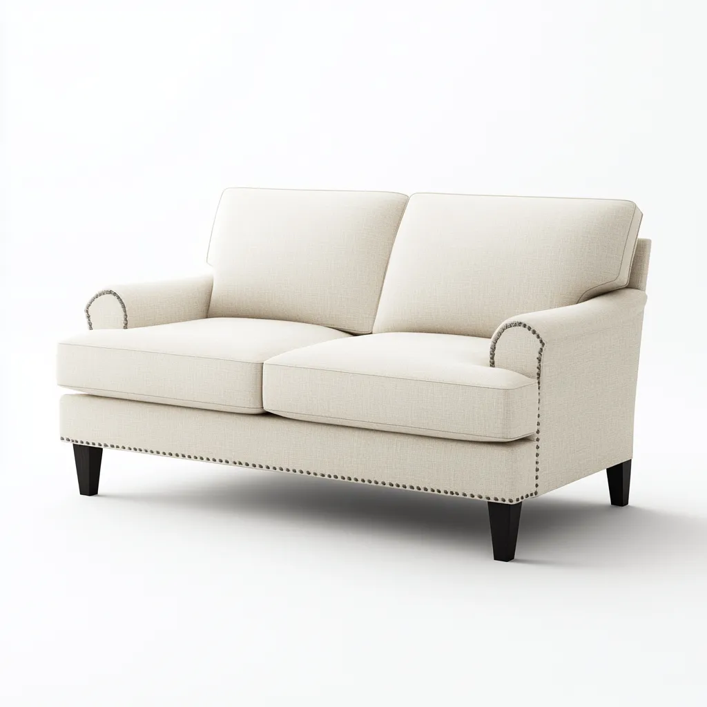 Canapé 2 places en tissu 150x85x90 cm - beige - design classique adapté au salon-Nicheuse