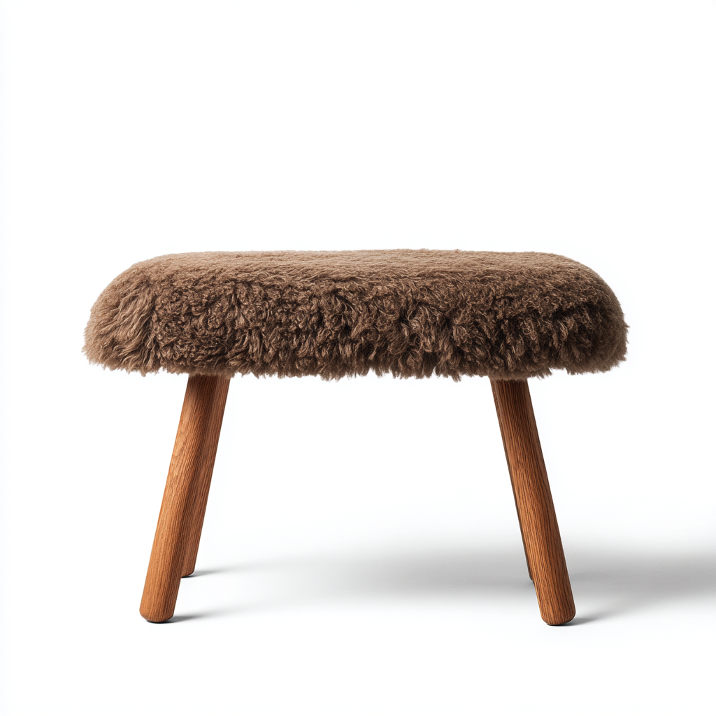 Banc de lit Fourrure synthétique et bois 75x40x42 cm - marron - style scandinave pour chambre-Nicheuse