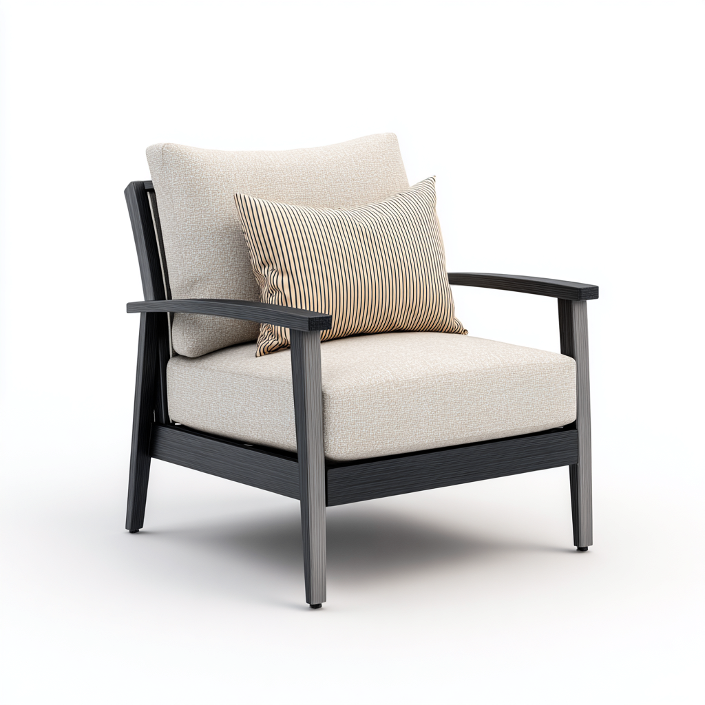 Fauteuil de jardin aluminium et tissu 77x78x86 cm - beige - noir - adapté à l'extérieur - design moderne-Nicheuse