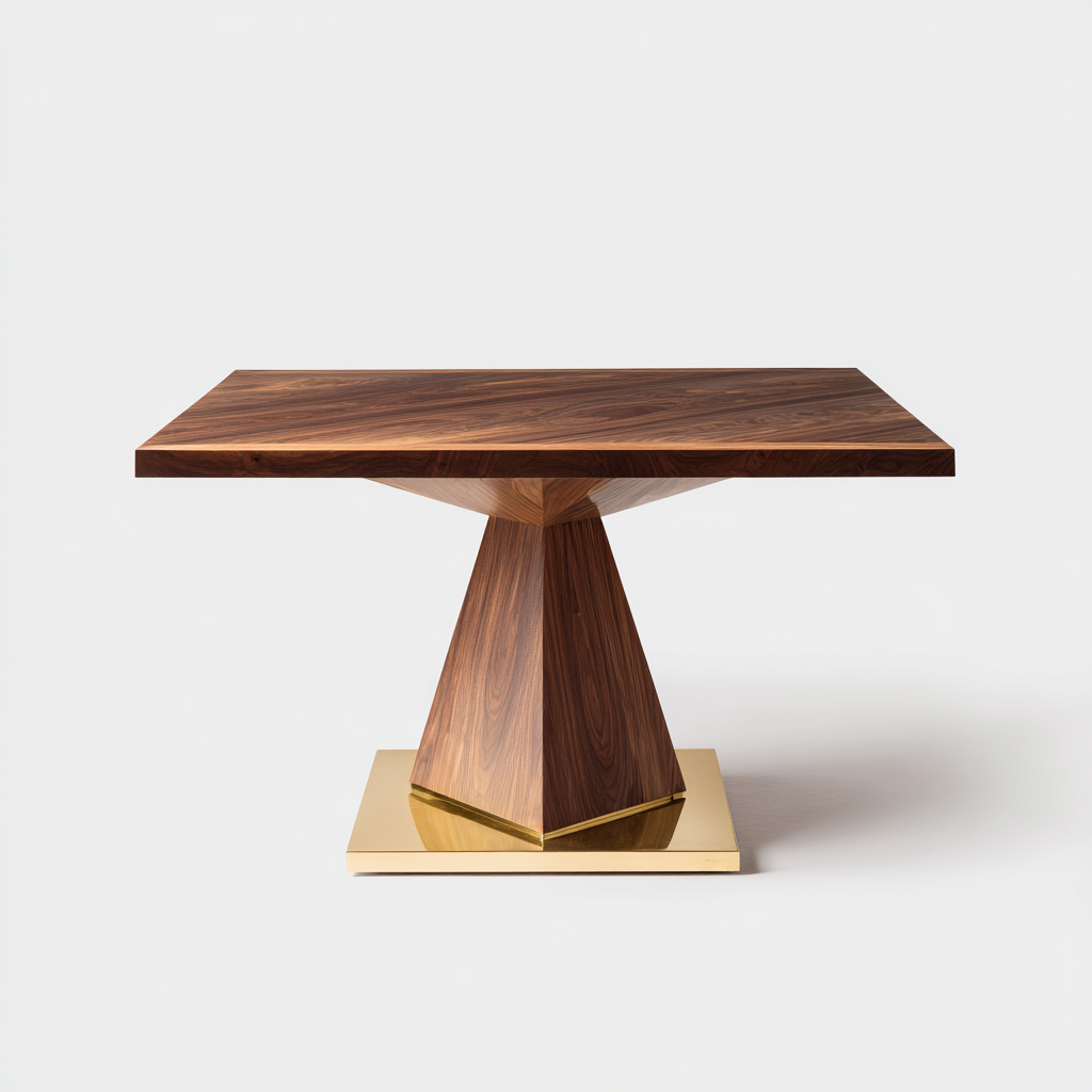 Table à manger bois et métal 120x80x75 cm - noix - or - pour salle à manger - style moderne-Nicheuse