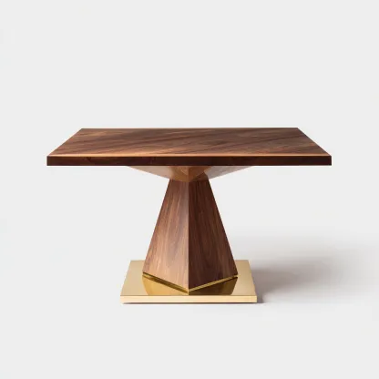 Table à manger bois et métal 120x80x75 cm - noix - or - pour salle à manger - style moderne-Nicheuse