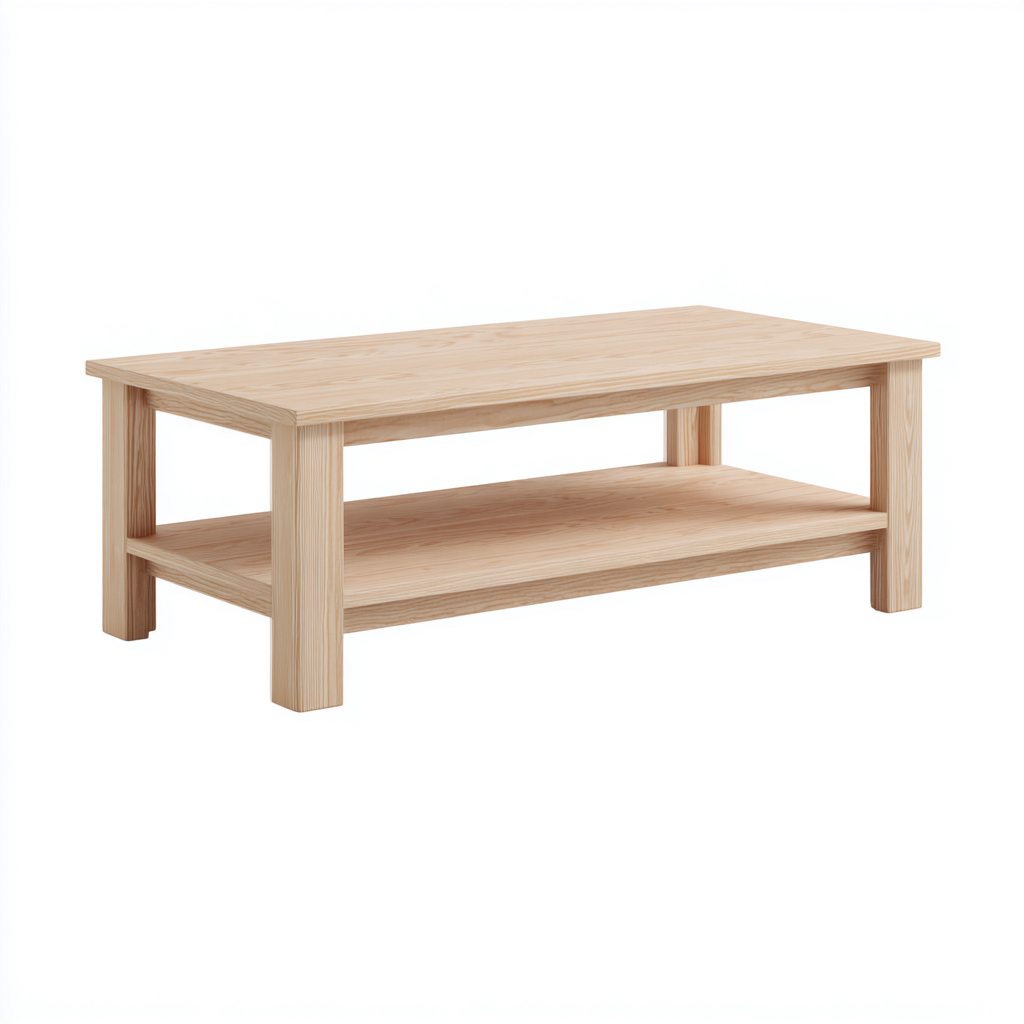 Table basse - bois - 120x60x45 cm - chêne clair - pour salon - style contemporain-Nicheuse