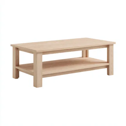 Table basse - bois - 120x60x45 cm - chêne clair - pour salon - style contemporain-Nicheuse