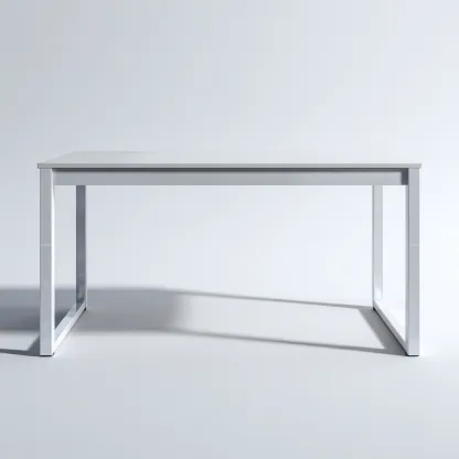 Bureau en bois et métal 140x70x75 cm - blanc - design minimaliste - adapté au bureau-Nicheuse