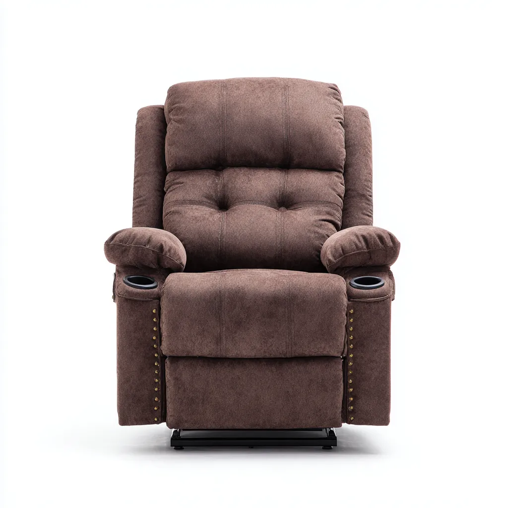 Fauteuil relax en tissu 92x100x108 cm - marron - design classique adapté au salon-Nicheuse