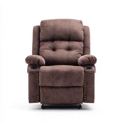Fauteuil relax en tissu 92x100x108 cm - marron - design classique adapté au salon-Nicheuse