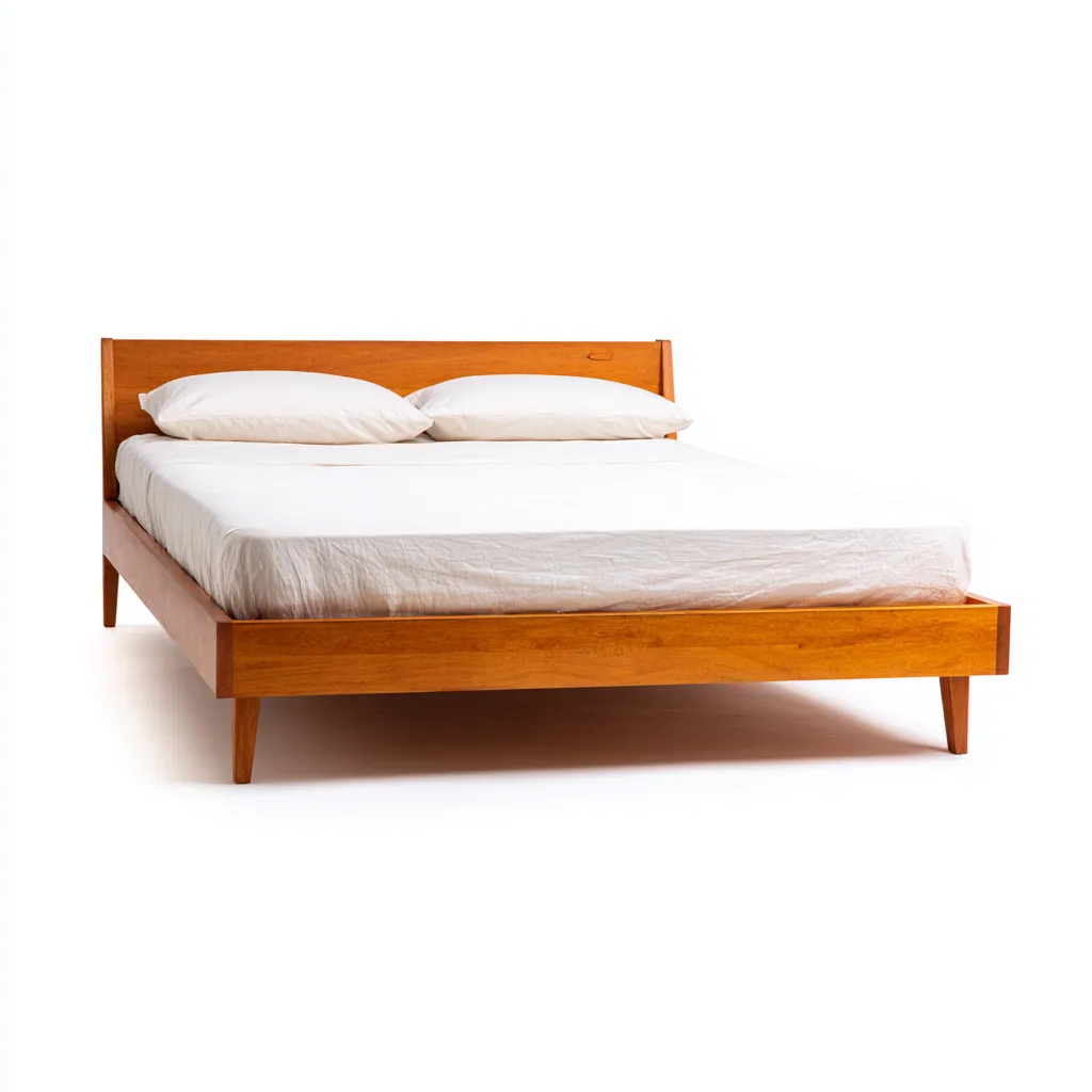 Lit double bois massif 200x180x94 cm - marron - adapté à la chambre - design classique-Nicheuse