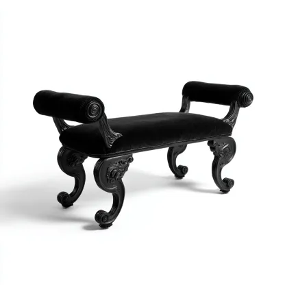 Banc de lit - velours - 110x40x55 cm - noir - pour chambre - style classique-Nicheuse