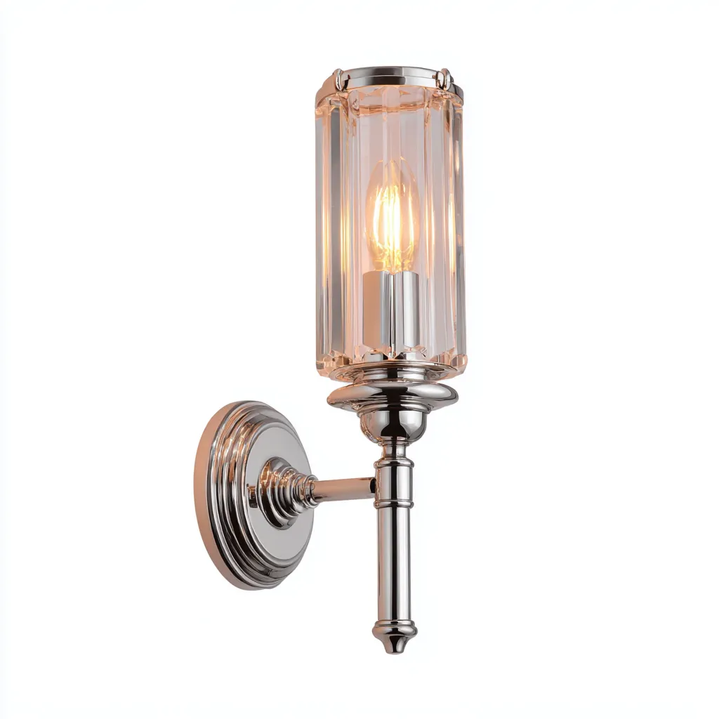 Applique murale métal et verre 12x10x29 cm - argenté - adaptée à l'intérieur - design classique-Nicheuse